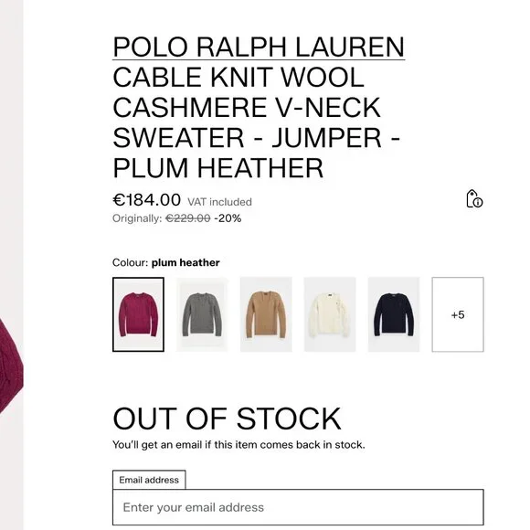 Polo Ralph Lauren Wool Cashmere Cable Knit V-Neck Sweater - Picture 5 of 5